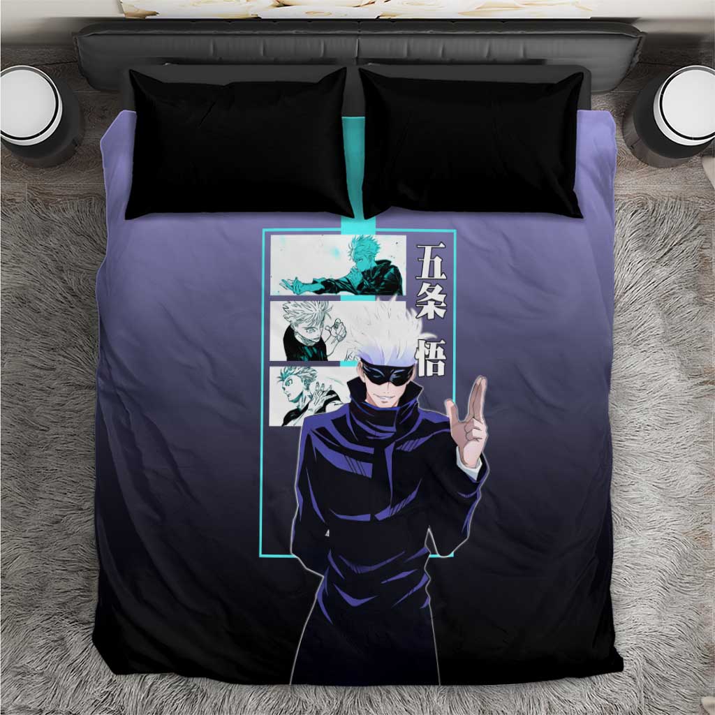 Satoru Gojo from Jujutsu Kaisen Bedding Set with Purple and Blue Background and Multiple Poses Design - The Mazicc
