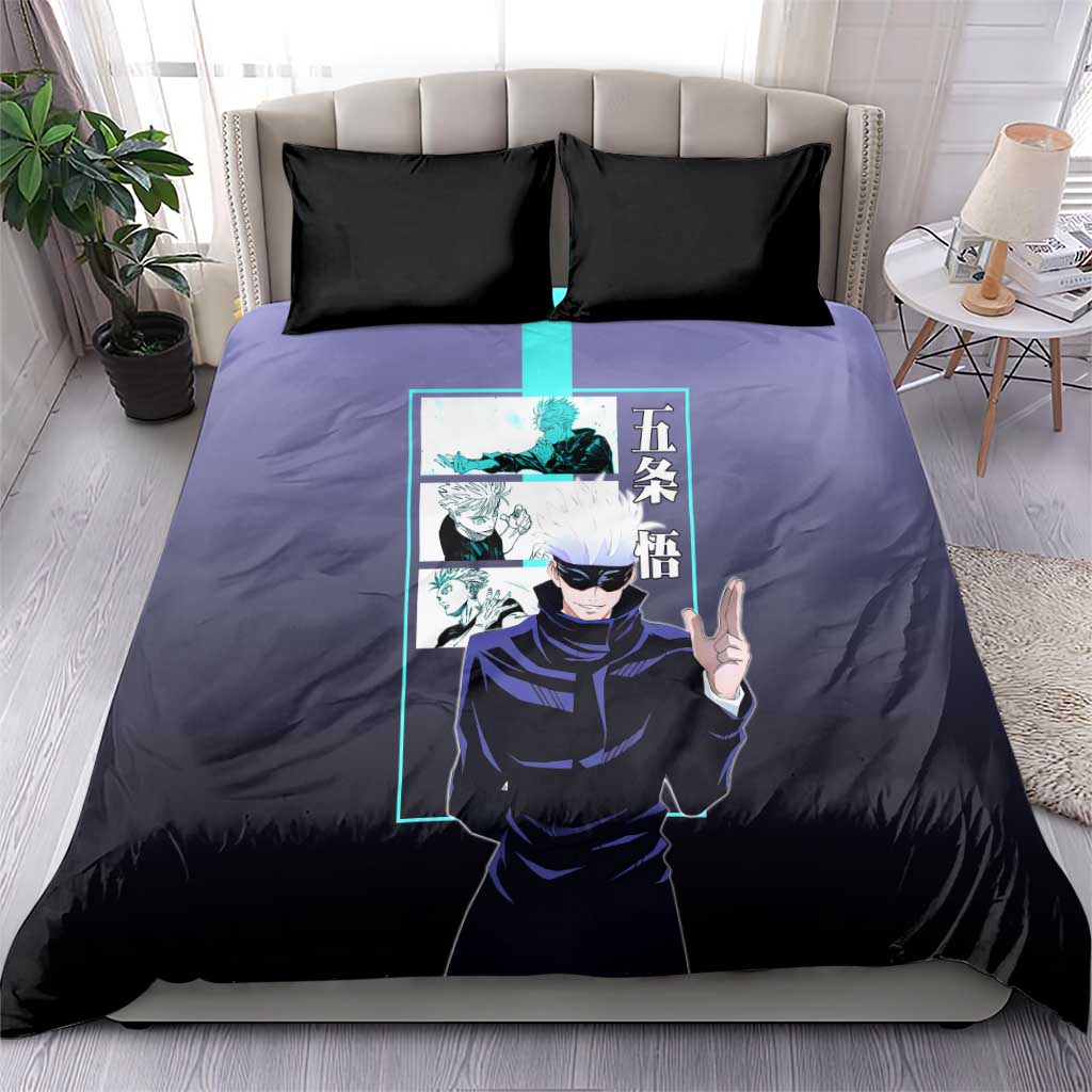 Satoru Gojo from Jujutsu Kaisen Bedding Set with Purple and Blue Background and Multiple Poses Design - The Mazicc