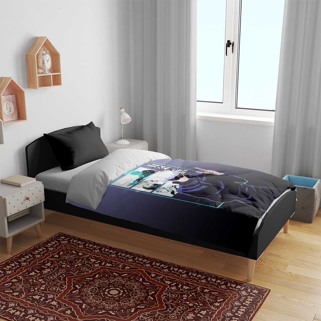 Satoru Gojo from Jujutsu Kaisen Bedding Set with Purple and Blue Background and Multiple Poses Design - The Mazicc