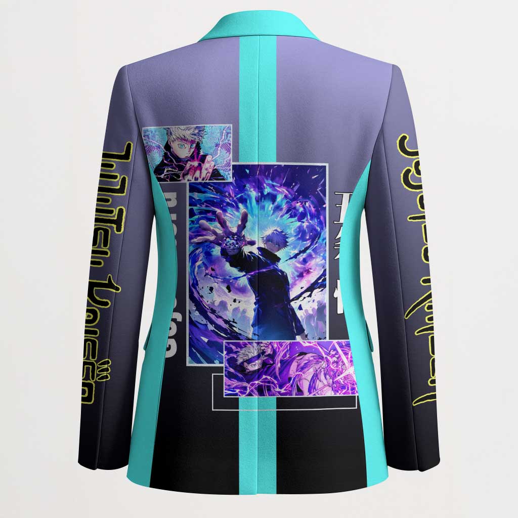 Satoru Gojo from Jujutsu Kaisen Blazer with Purple and Blue Background and Multiple Poses Design - The Mazicc