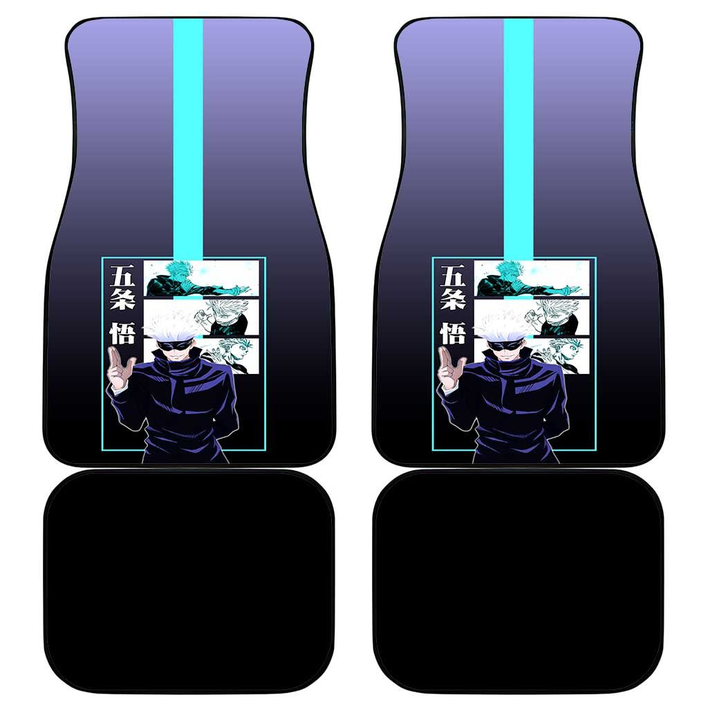 Satoru Gojo from Jujutsu Kaisen Car Mats with Purple and Blue Background and Multiple Poses Design - The Mazicc