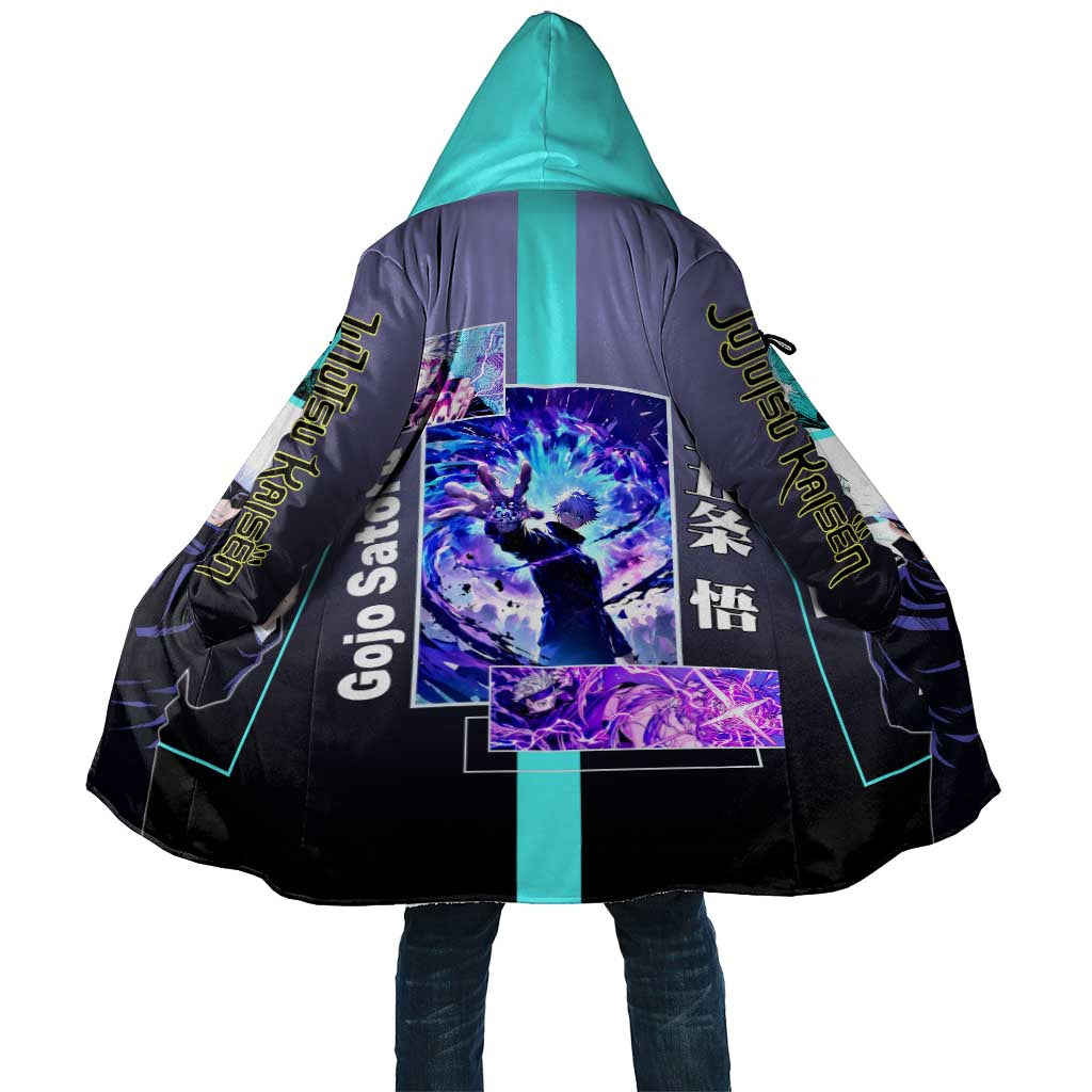 Satoru Gojo from Jujutsu Kaisen Cloak with Purple and Blue Background and Multiple Poses Design - The Mazicc
