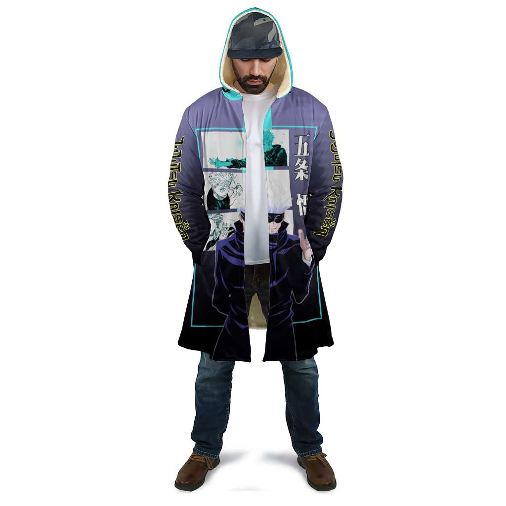 Satoru Gojo from Jujutsu Kaisen Cloak with Purple and Blue Background and Multiple Poses Design - The Mazicc
