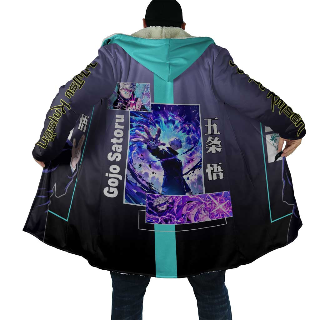 Satoru Gojo from Jujutsu Kaisen Cloak with Purple and Blue Background and Multiple Poses Design - The Mazicc