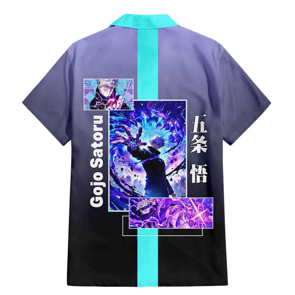 Satoru Gojo from Jujutsu Kaisen Family Matching Mermaid Dress and Hawaiian Shirt with Purple and Blue Background and Multiple Poses Design - The Mazicc