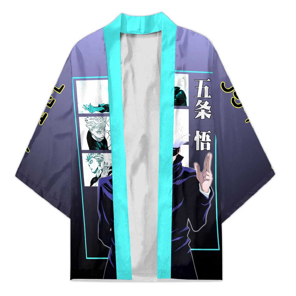 Satoru Gojo from Jujutsu Kaisen Kimono with Purple and Blue Background and Multiple Poses Design - The Mazicc