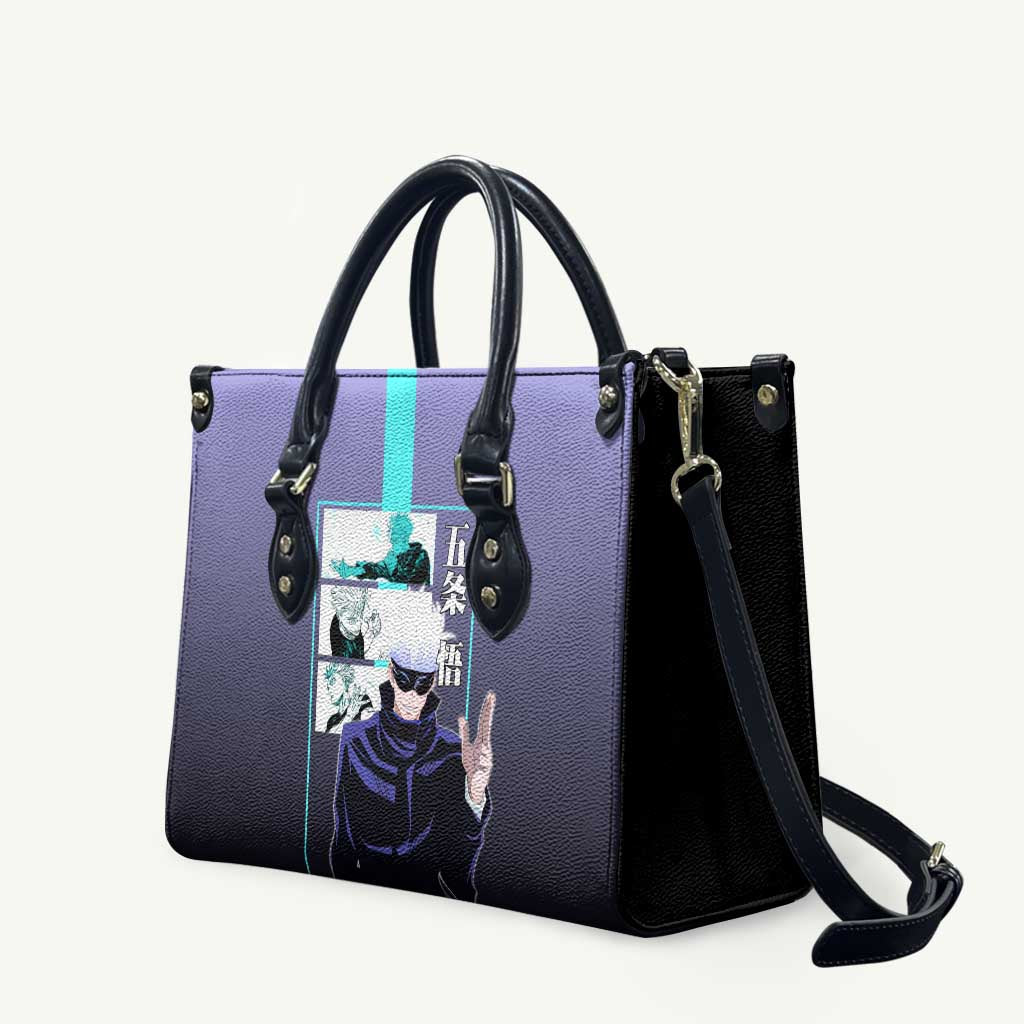 Satoru Gojo from Jujutsu Kaisen Leather Bag with Purple and Blue Background and Multiple Poses Design - The Mazicc