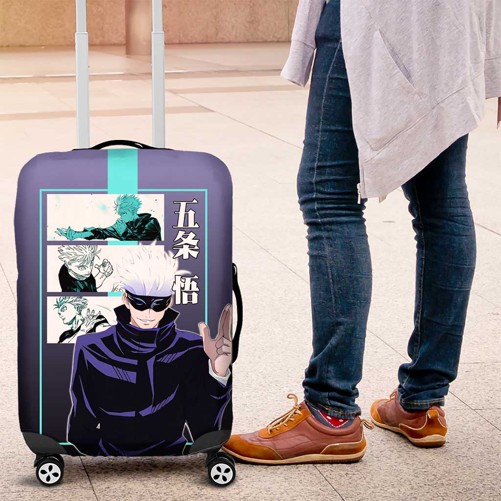 Satoru Gojo from Jujutsu Kaisen Luggage Cover with Purple and Blue Background and Multiple Poses Design - The Mazicc