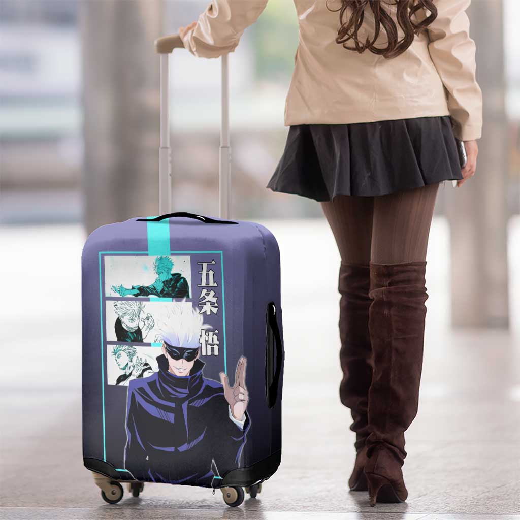 Satoru Gojo from Jujutsu Kaisen Luggage Cover with Purple and Blue Background and Multiple Poses Design - The Mazicc