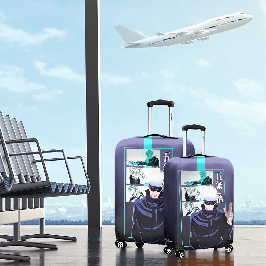 Satoru Gojo from Jujutsu Kaisen Luggage Cover with Purple and Blue Background and Multiple Poses Design - The Mazicc