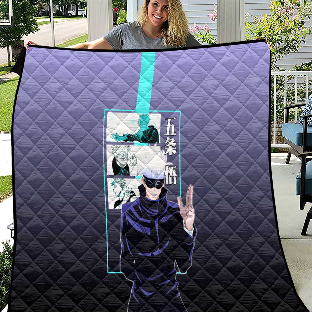 Satoru Gojo from Jujutsu Kaisen Quilt with Purple and Blue Background and Multiple Poses Design - The Mazicc