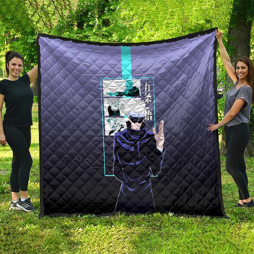 Satoru Gojo from Jujutsu Kaisen Quilt with Purple and Blue Background and Multiple Poses Design - The Mazicc