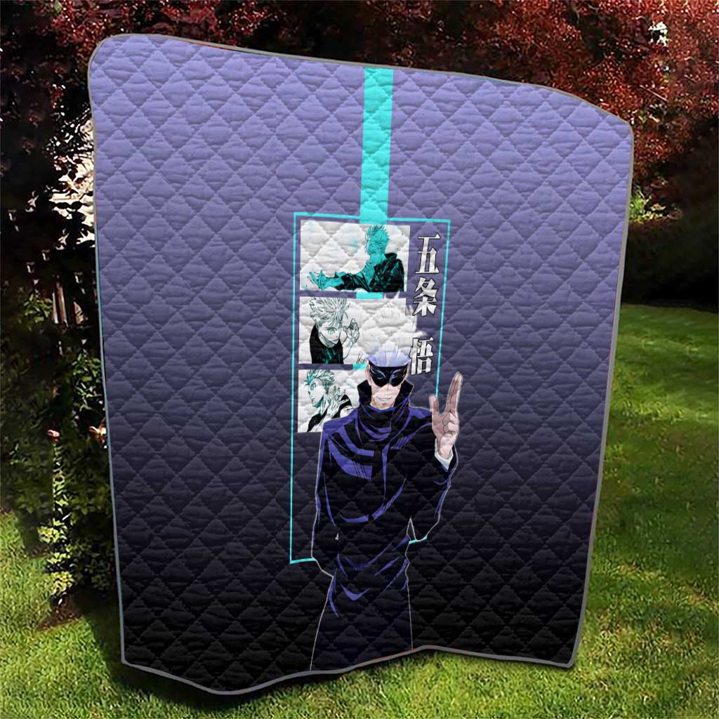 Satoru Gojo from Jujutsu Kaisen Quilt with Purple and Blue Background and Multiple Poses Design - The Mazicc