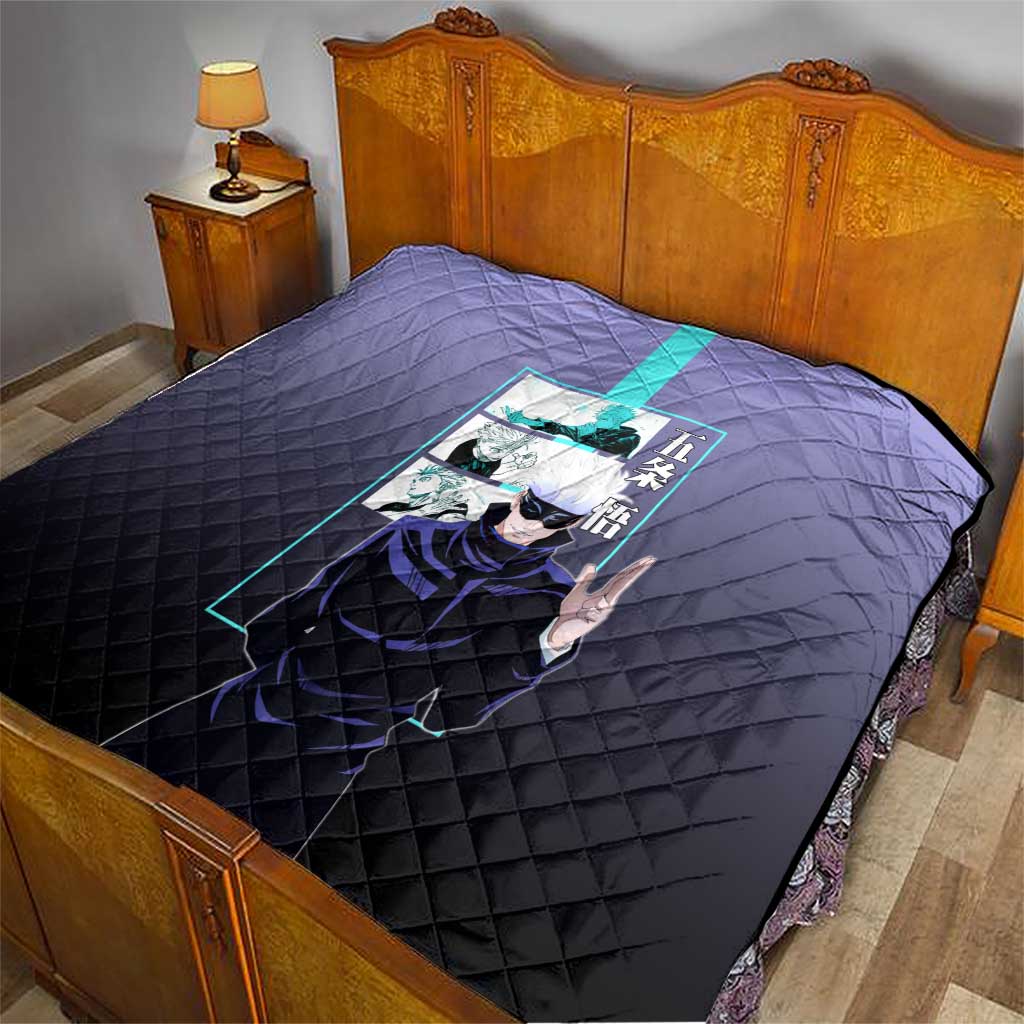 Satoru Gojo from Jujutsu Kaisen Quilt with Purple and Blue Background and Multiple Poses Design - The Mazicc