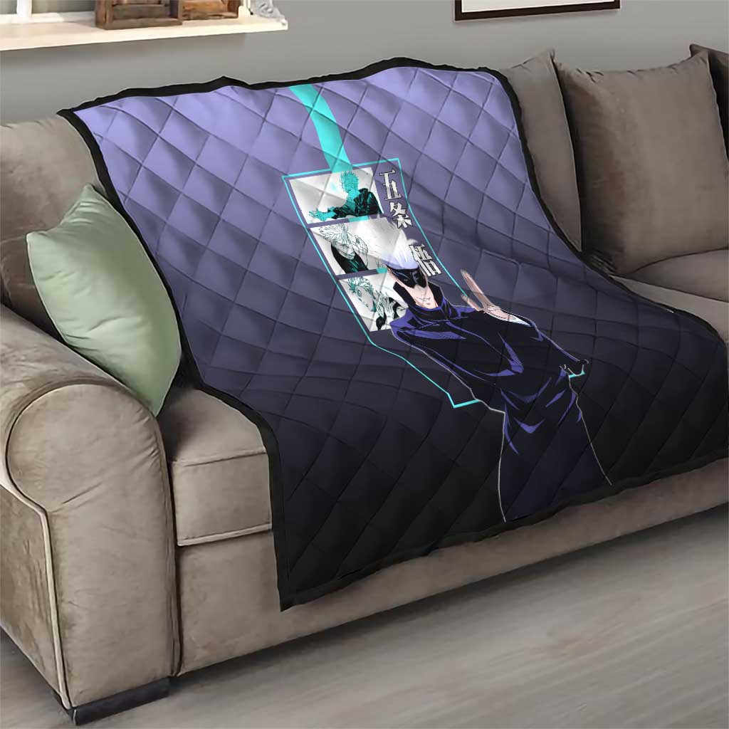 Satoru Gojo from Jujutsu Kaisen Quilt with Purple and Blue Background and Multiple Poses Design - The Mazicc