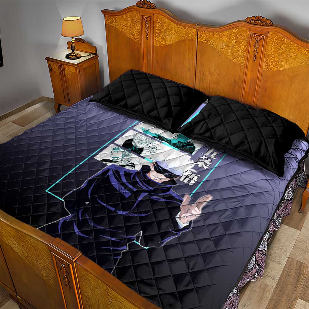 Satoru Gojo from Jujutsu Kaisen Quilt Bed Set with Purple and Blue Background and Multiple Poses Design - The Mazicc