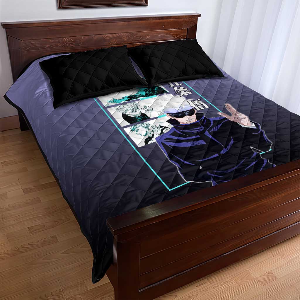 Satoru Gojo from Jujutsu Kaisen Quilt Bed Set with Purple and Blue Background and Multiple Poses Design - The Mazicc