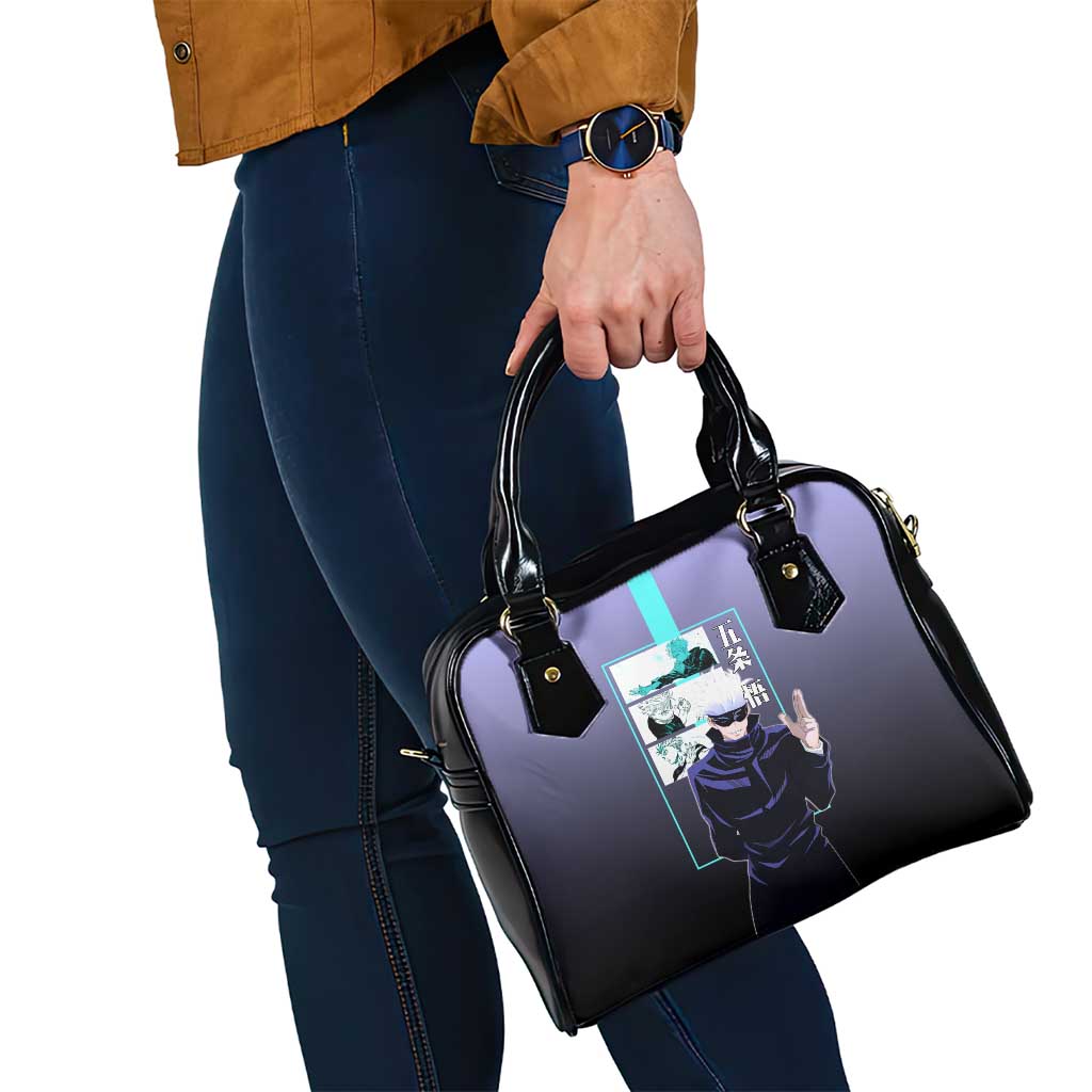 Satoru Gojo from Jujutsu Kaisen Shoulder Handbag with Purple and Blue Background and Multiple Poses Design - The Mazicc
