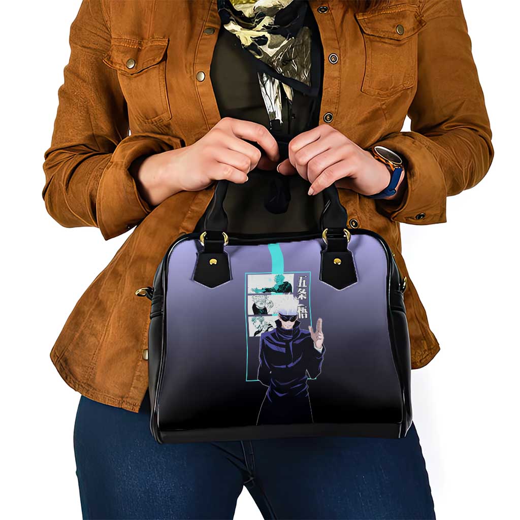 Satoru Gojo from Jujutsu Kaisen Shoulder Handbag with Purple and Blue Background and Multiple Poses Design - The Mazicc