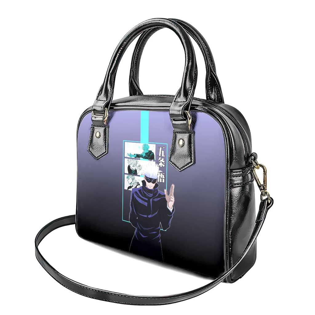 Satoru Gojo from Jujutsu Kaisen Shoulder Handbag with Purple and Blue Background and Multiple Poses Design - The Mazicc