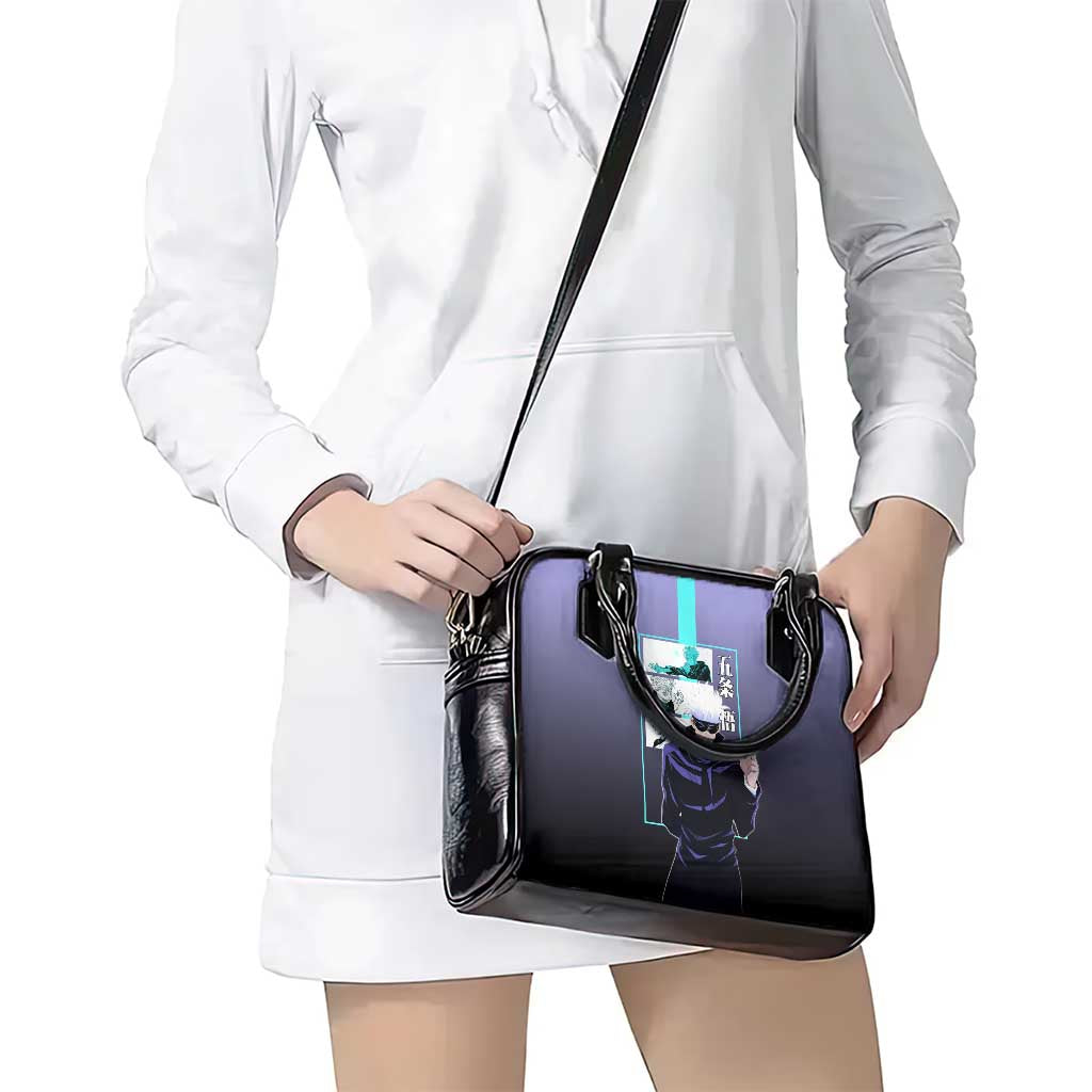 Satoru Gojo from Jujutsu Kaisen Shoulder Handbag with Purple and Blue Background and Multiple Poses Design - The Mazicc