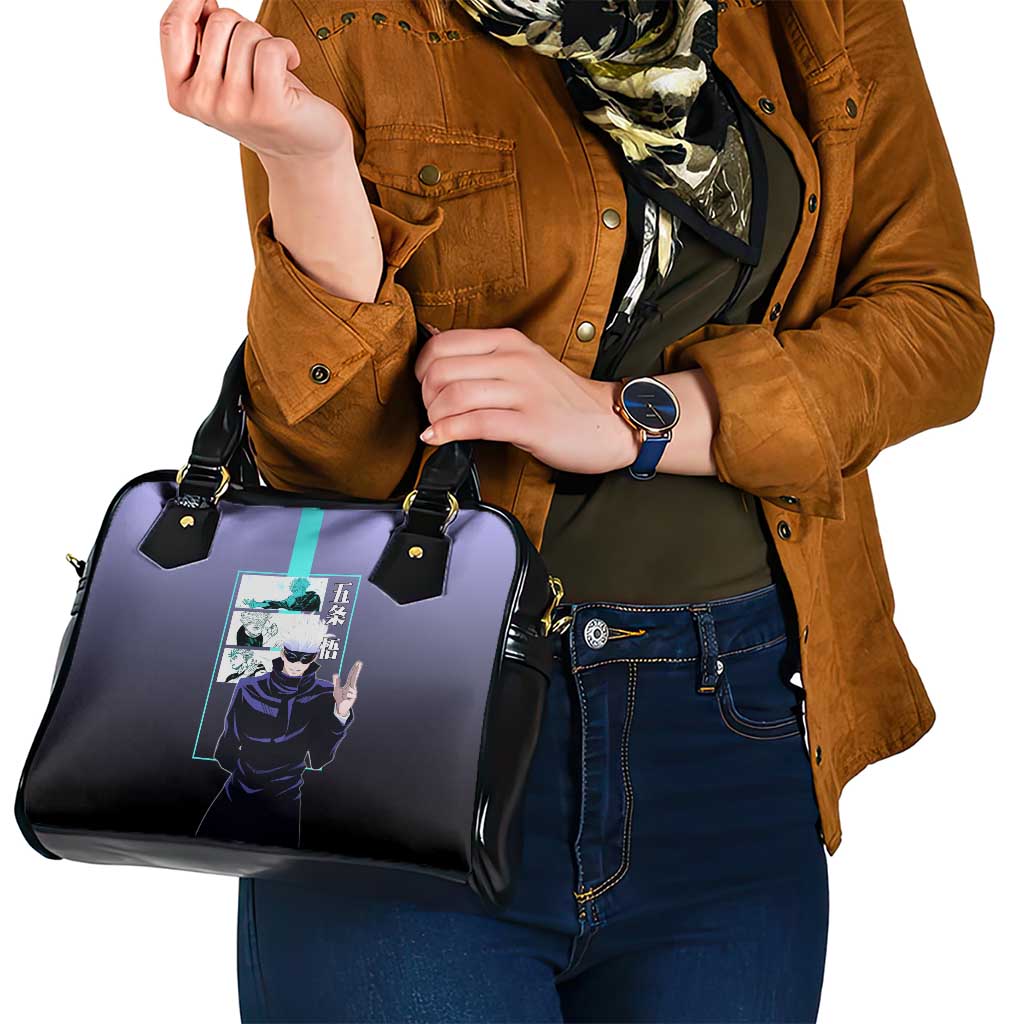 Satoru Gojo from Jujutsu Kaisen Shoulder Handbag with Purple and Blue Background and Multiple Poses Design - The Mazicc
