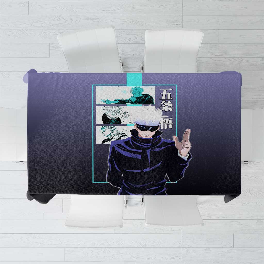Satoru Gojo from Jujutsu Kaisen Tablecloth with Purple and Blue Background and Multiple Poses Design - The Mazicc