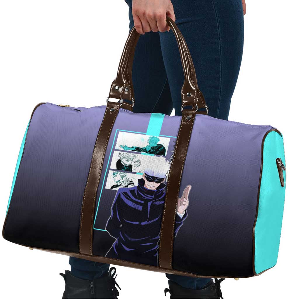 Satoru Gojo from Jujutsu Kaisen Travel Bag with Purple and Blue Background and Multiple Poses Design - The Mazicc