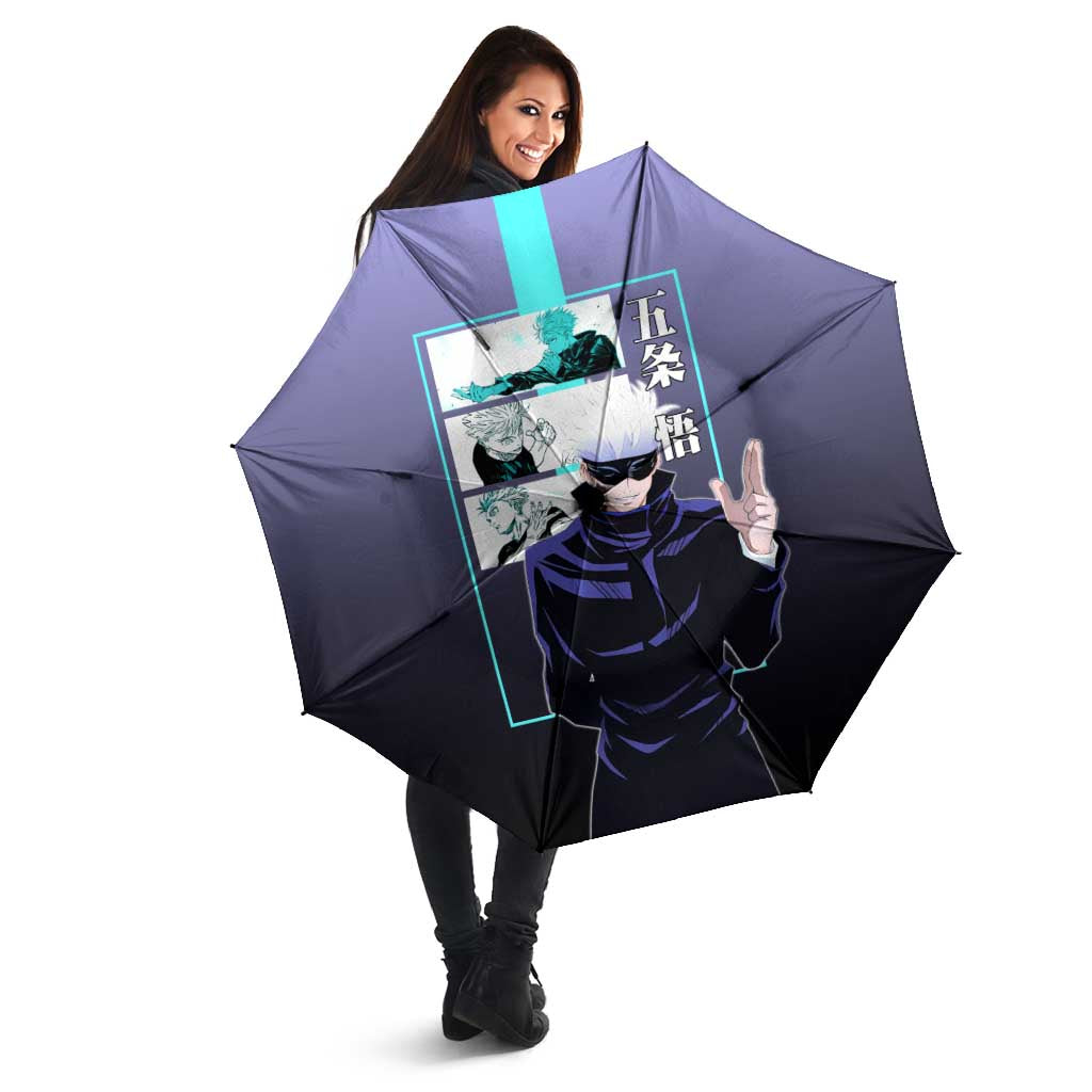 Satoru Gojo from Jujutsu Kaisen Umbrella with Purple and Blue Background and Multiple Poses Design - The Mazicc
