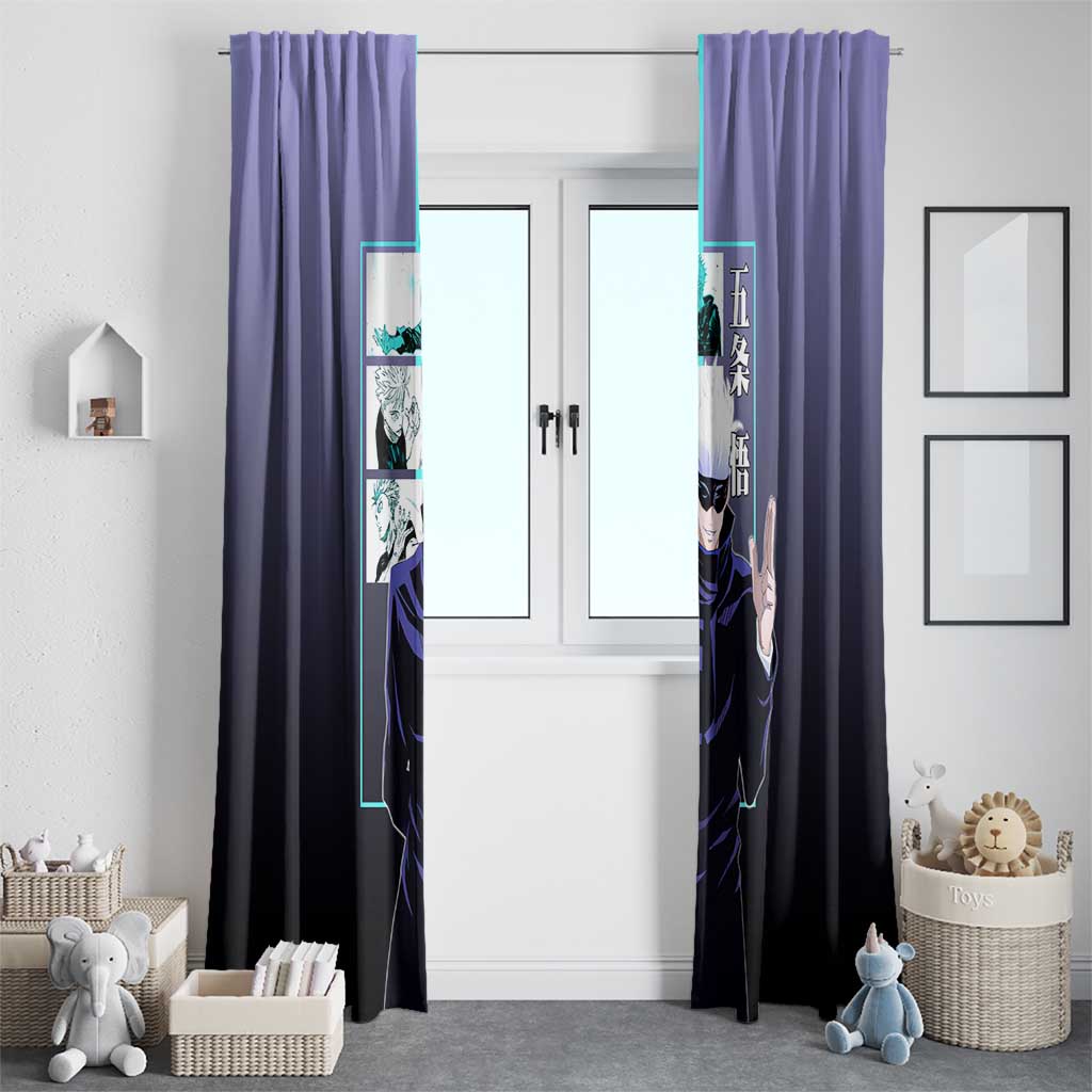 Satoru Gojo from Jujutsu Kaisen Window Curtain with Purple and Blue Background and Multiple Poses Design - The Mazicc