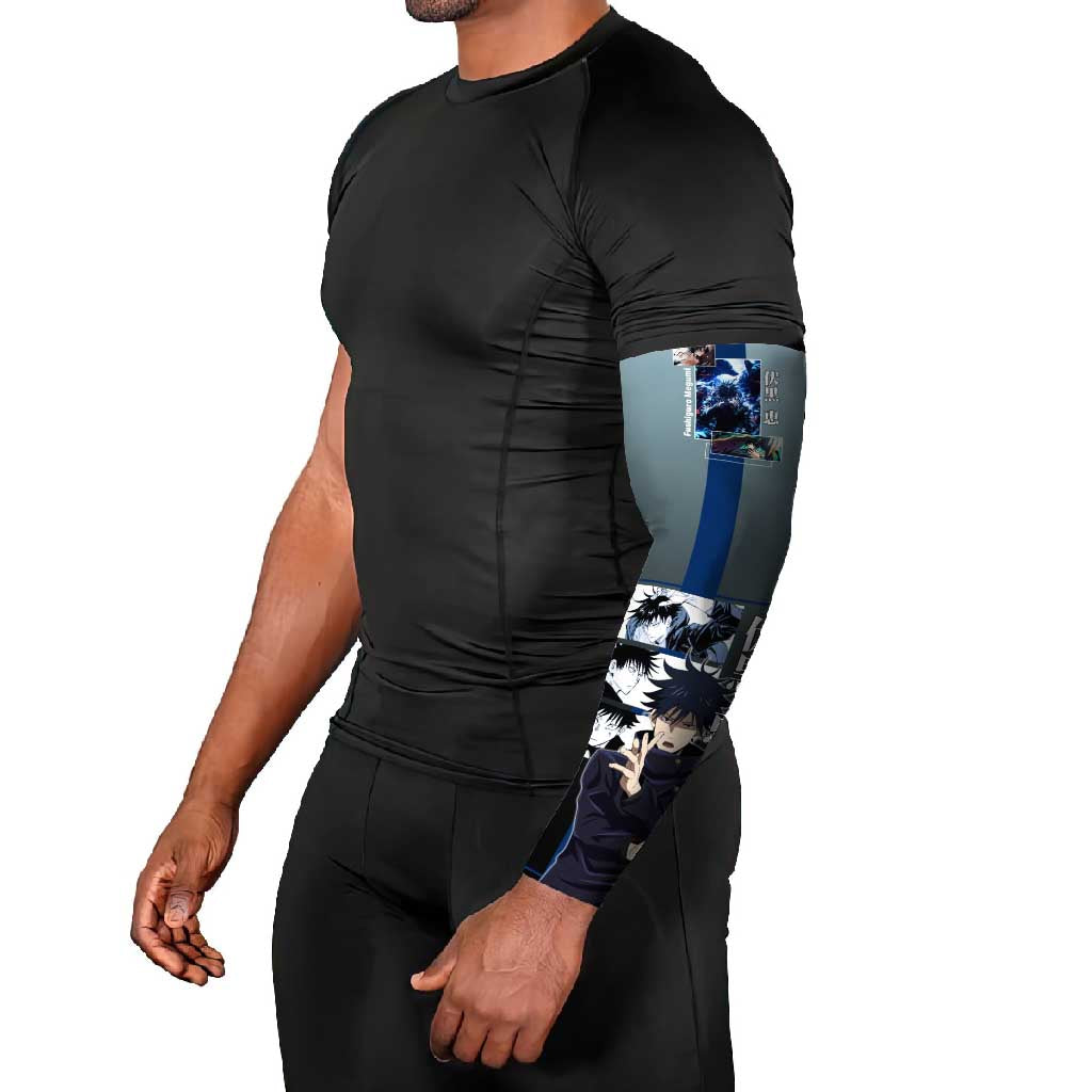 Megumi Fushiguro from Jujutsu Kaisen Arm Sleeves with Dark Blue and Black Background and Multiple Poses Design - The Mazicc