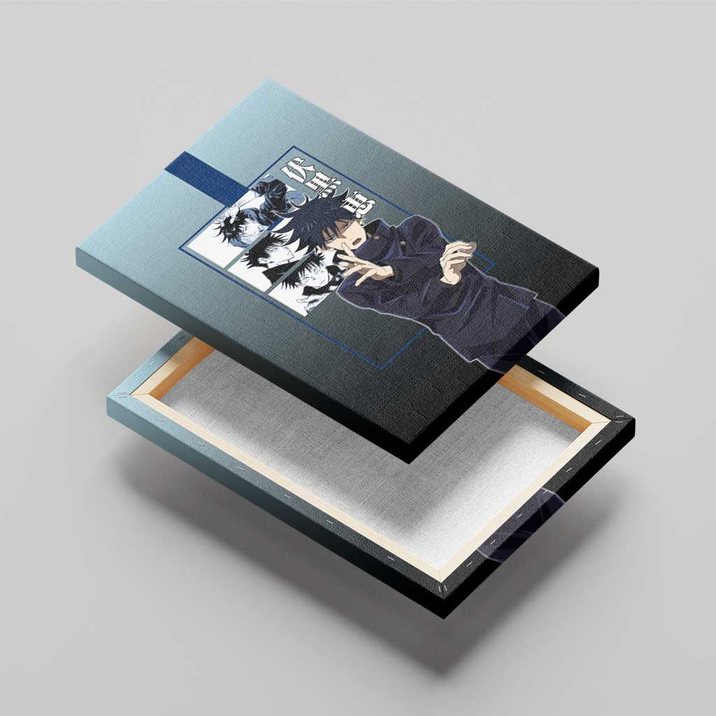 Megumi Fushiguro from Jujutsu Kaisen Canvas Wall Art with Dark Blue and Black Background and Multiple Poses Design - The Mazicc