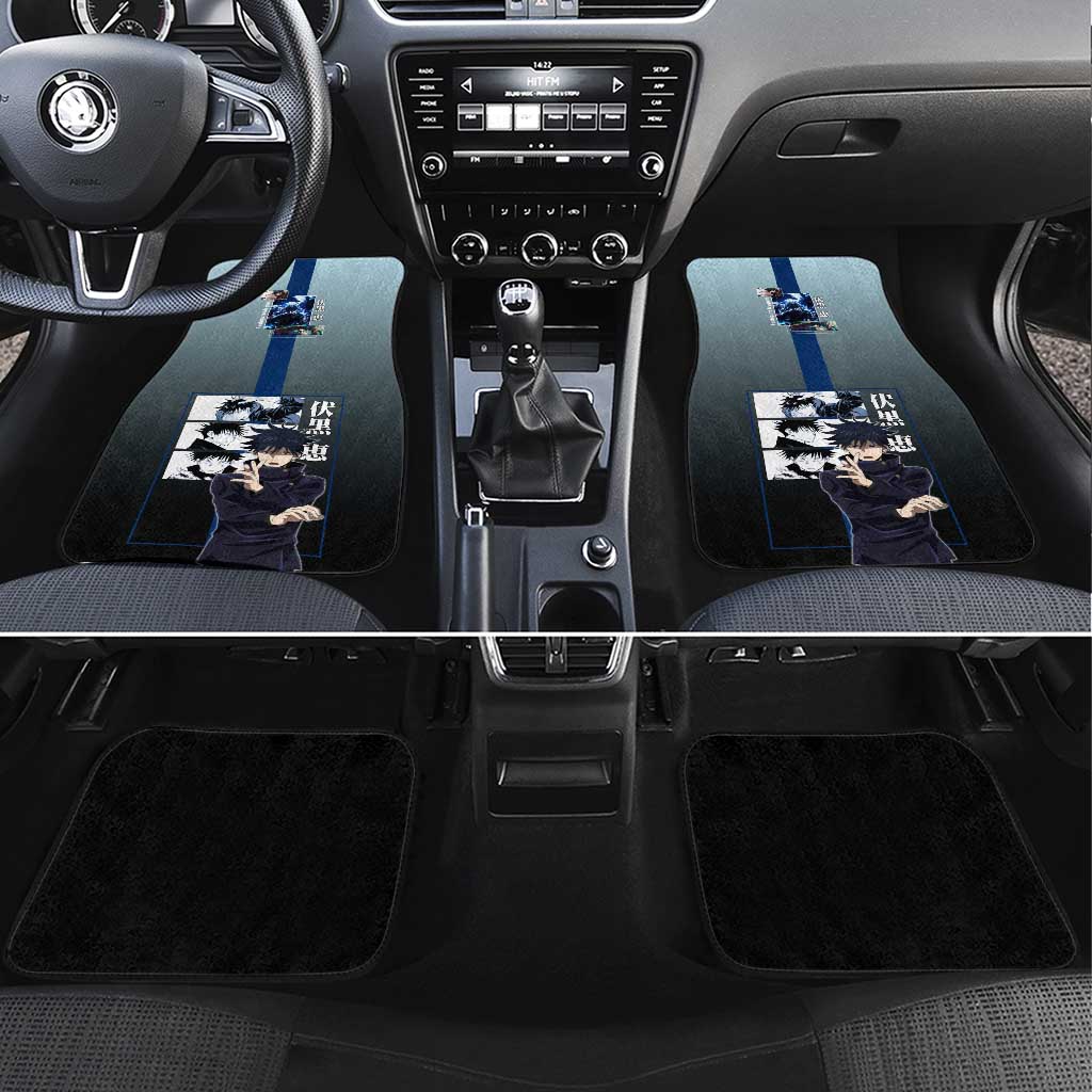 Megumi Fushiguro from Jujutsu Kaisen Car Mats with Dark Blue and Black Background and Multiple Poses Design - The Mazicc