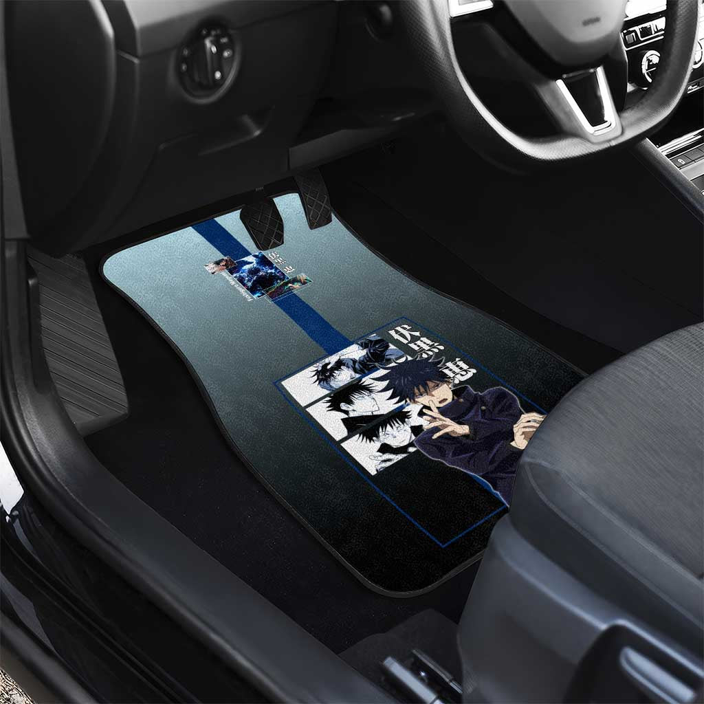 Megumi Fushiguro from Jujutsu Kaisen Car Mats with Dark Blue and Black Background and Multiple Poses Design - The Mazicc