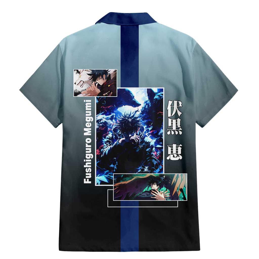 Megumi Fushiguro from Jujutsu Kaisen Family Matching Mermaid Dress and Hawaiian Shirt with Dark Blue and Black Background and Multiple Poses Design - The Mazicc