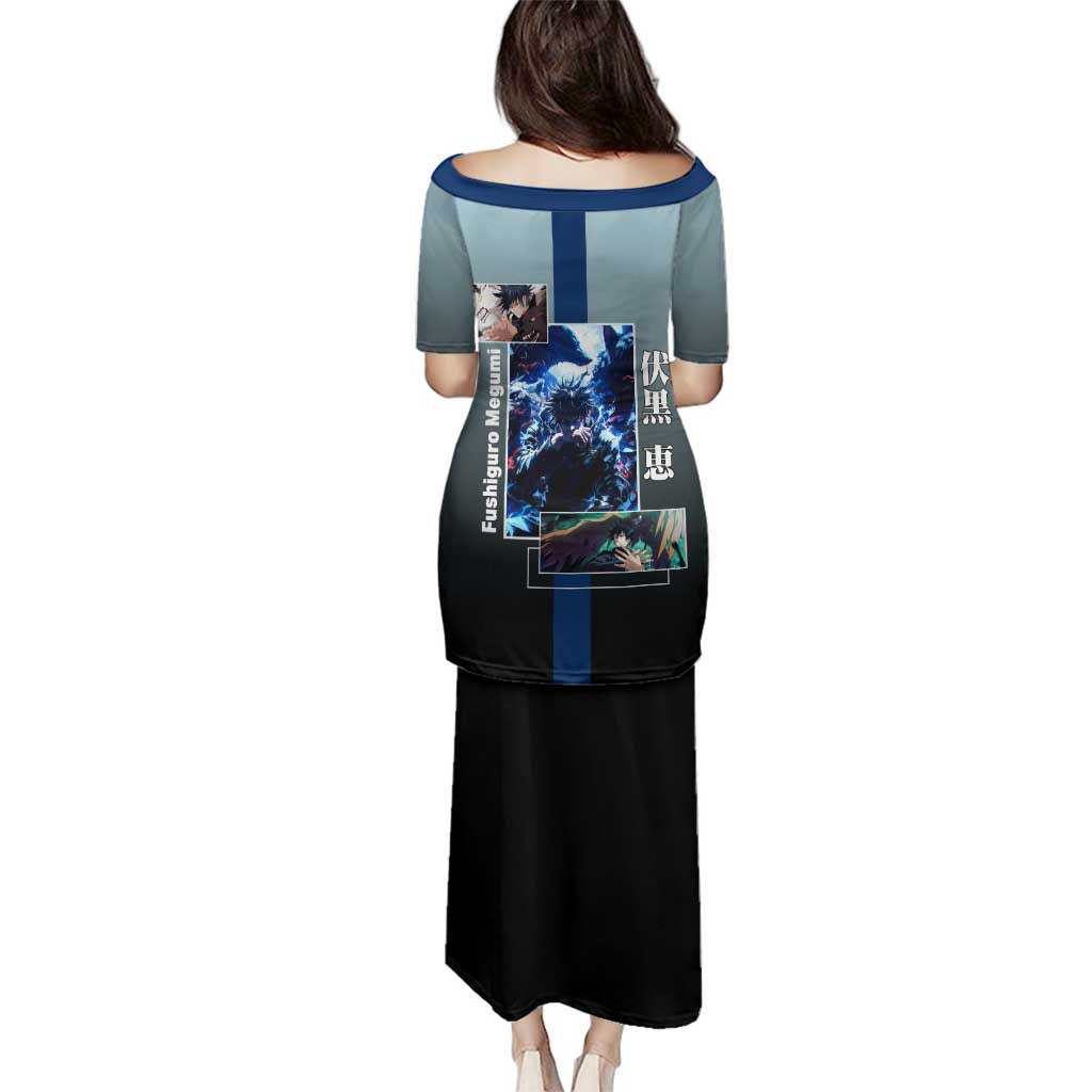 Megumi Fushiguro from Jujutsu Kaisen Family Matching Puletasi and Hawaiian Shirt with Dark Blue and Black Background and Multiple Poses Design - The Mazicc