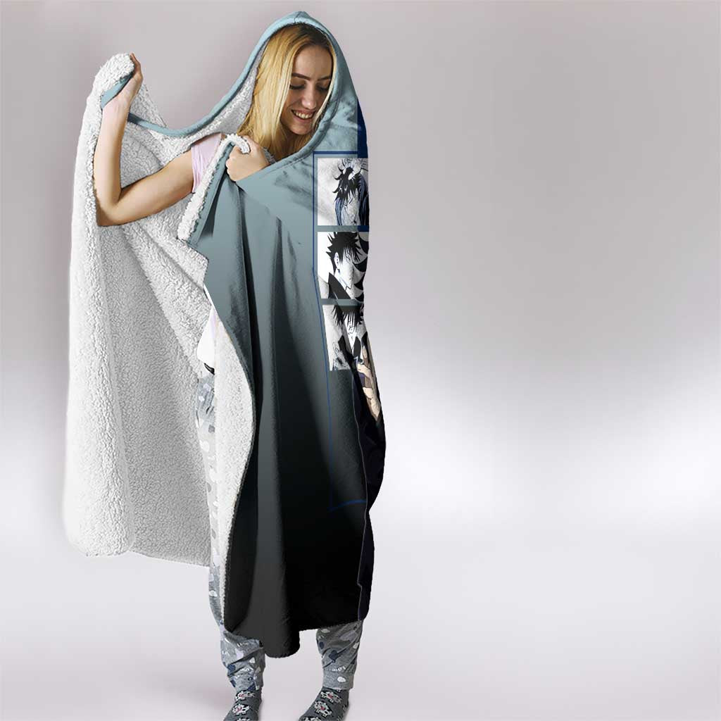 Megumi Fushiguro from Jujutsu Kaisen Hooded Blanket with Dark Blue and Black Background and Multiple Poses Design - The Mazicc