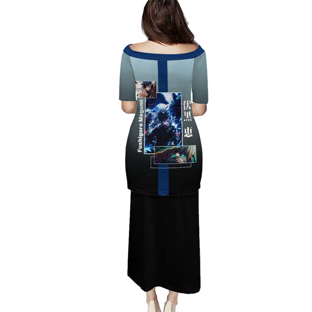 Megumi Fushiguro from Jujutsu Kaisen Puletasi with Dark Blue and Black Background and Multiple Poses Design - The Mazicc