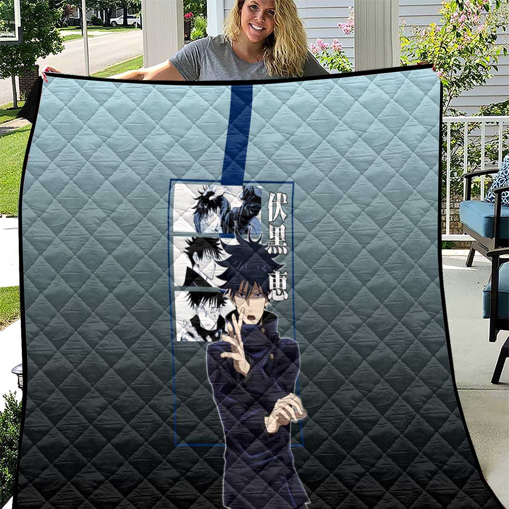 Megumi Fushiguro from Jujutsu Kaisen Quilt with Dark Blue and Black Background and Multiple Poses Design - The Mazicc