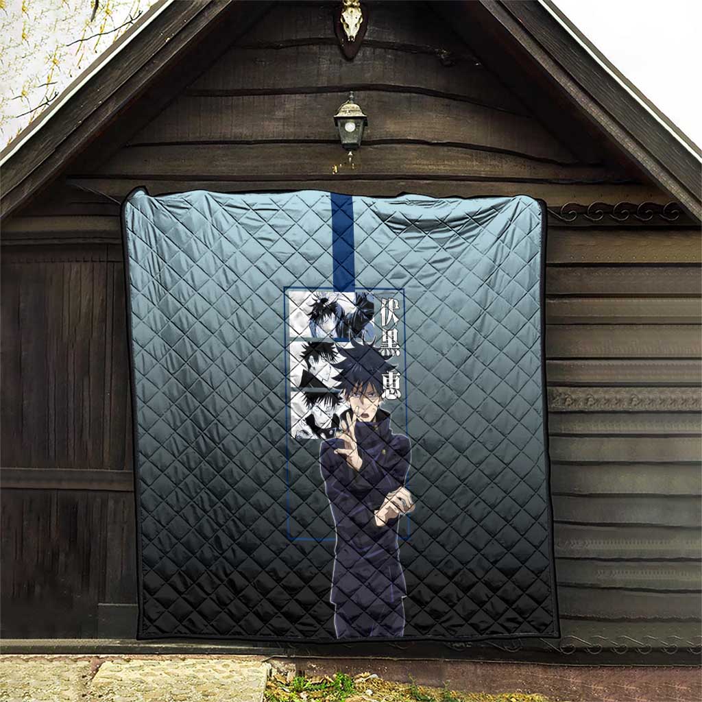 Megumi Fushiguro from Jujutsu Kaisen Quilt with Dark Blue and Black Background and Multiple Poses Design - The Mazicc