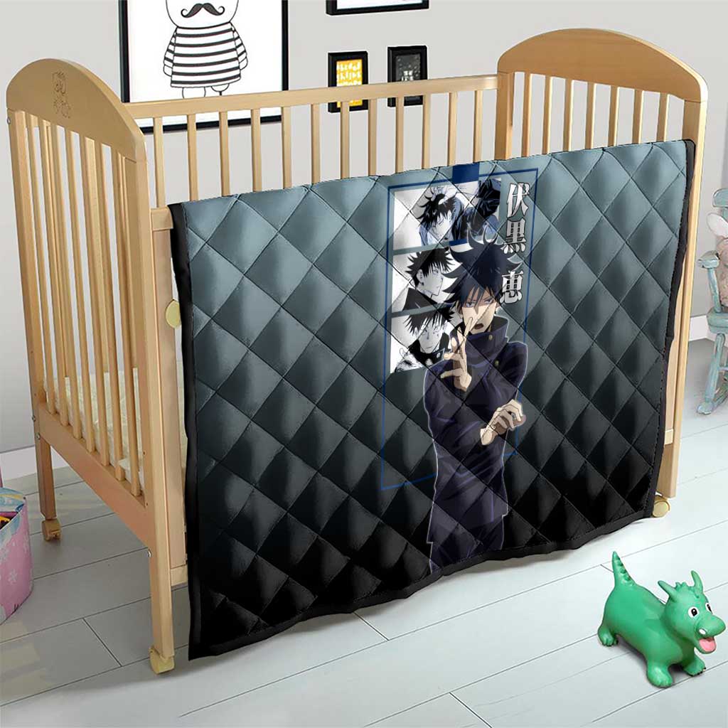 Megumi Fushiguro from Jujutsu Kaisen Quilt with Dark Blue and Black Background and Multiple Poses Design - The Mazicc