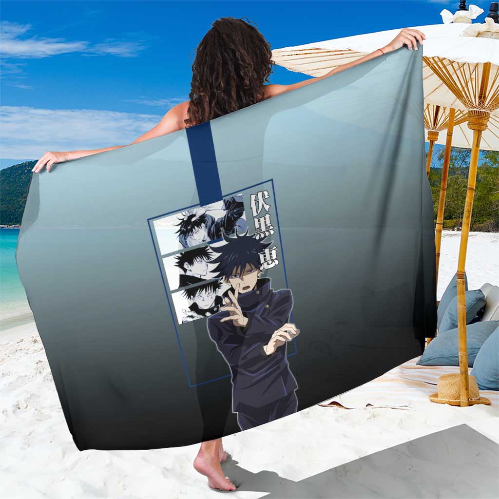 Megumi Fushiguro from Jujutsu Kaisen Sarong with Dark Blue and Black Background and Multiple Poses Design - The Mazicc