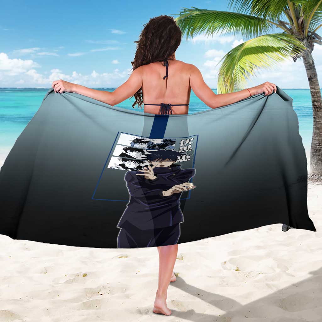 Megumi Fushiguro from Jujutsu Kaisen Sarong with Dark Blue and Black Background and Multiple Poses Design - The Mazicc