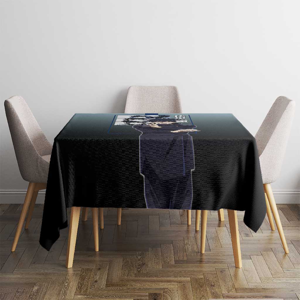 Megumi Fushiguro from Jujutsu Kaisen Tablecloth with Dark Blue and Black Background and Multiple Poses Design - The Mazicc
