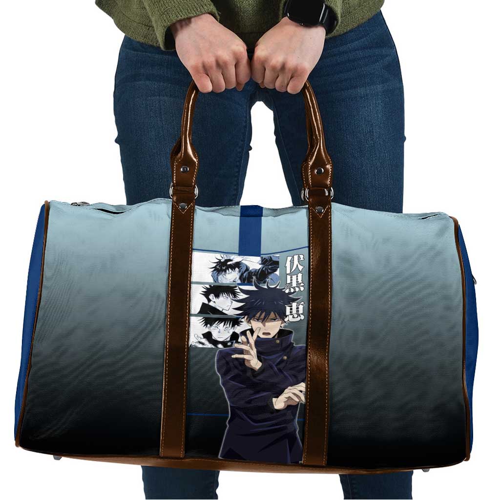 Megumi Fushiguro from Jujutsu Kaisen Travel Bag with Dark Blue and Black Background and Multiple Poses Design - The Mazicc