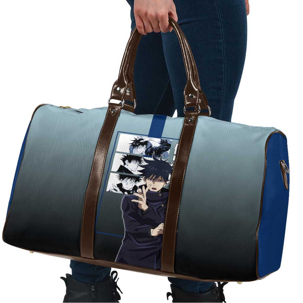 Megumi Fushiguro from Jujutsu Kaisen Travel Bag with Dark Blue and Black Background and Multiple Poses Design - The Mazicc