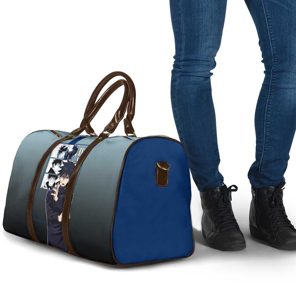 Megumi Fushiguro from Jujutsu Kaisen Travel Bag with Dark Blue and Black Background and Multiple Poses Design - The Mazicc