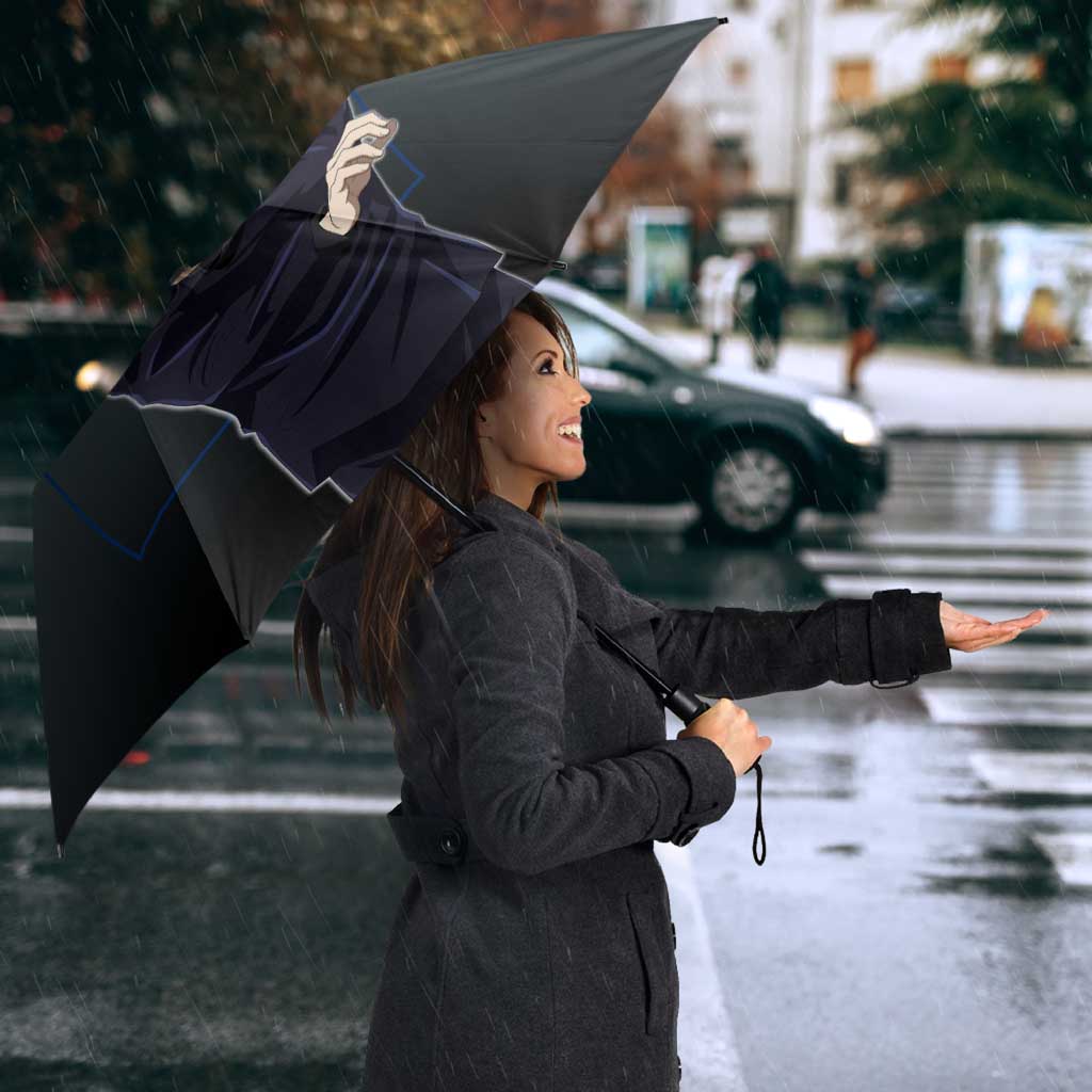 Megumi Fushiguro from Jujutsu Kaisen Umbrella with Dark Blue and Black Background and Multiple Poses Design - The Mazicc
