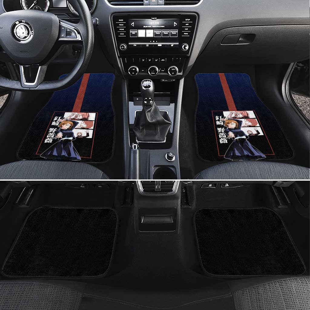 Nobara Kugisaki from Jujutsu Kaisen Car Mats with Dark Blue and Red Background and Multiple Poses Design - The Mazicc