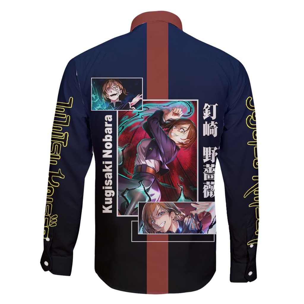 Nobara Kugisaki from Jujutsu Kaisen Family Matching Mermaid Dress and Hawaiian Shirt with Dark Blue and Red Background and Multiple Poses Design - The Mazicc